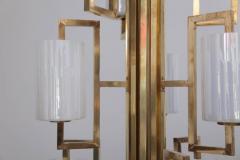 One of Two Extraordinary Huge Brass and Iridescent Glass Chandeliers - 550638