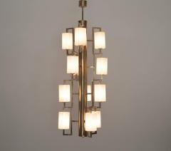 One of Two Extraordinary Huge Brass and Iridescent Glass Chandeliers - 550642