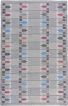 One of a Kind Geometric Blue Pink Grey Swedish Rolakan by Kerstin Butler - 2442781