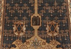 One of a kind Antique Bezalel Rug in Beige Blue and Gold - 2441965
