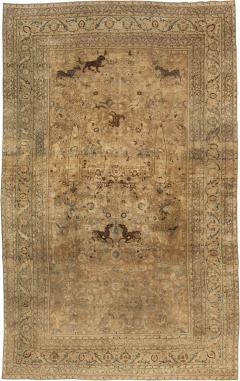 One of a kind Antique Persian Meshad Animal Botanic Carpet - 2446982