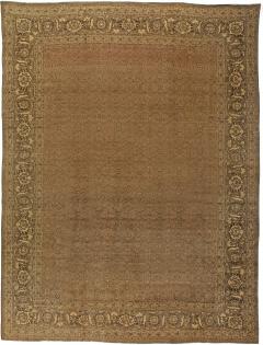One of a kind Large Antique Persian Tabriz Brown Handmade Wool Carpet - 2454537
