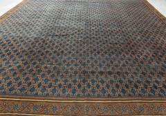 One of a kind Large Vintage Samarkand Geometric Blue Brown Size Adjusted Rug - 3582283