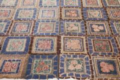 One of a kind Vintage Botanic Pink Purple Hooked Rug - 2441517