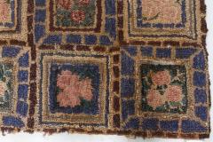 One of a kind Vintage Botanic Pink Purple Hooked Rug - 2441518