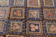 One of a kind Vintage Botanic Pink Purple Hooked Rug - 2441521