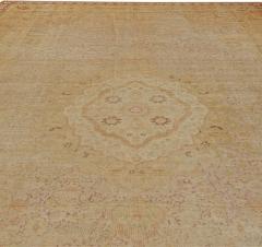 One of a kind Vintage Silk Turkish Botanic Beige Carpet - 3582475