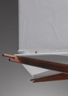 One of five wood and fabric pendant lamps Italy 1950s - 2197055