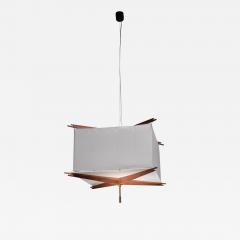 One of five wood and fabric pendant lamps Italy 1950s - 2199626