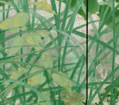 Ono Tosei Japanese Screen Pair Showa era Nihonga Riverside landscape Late Summer - 4687508