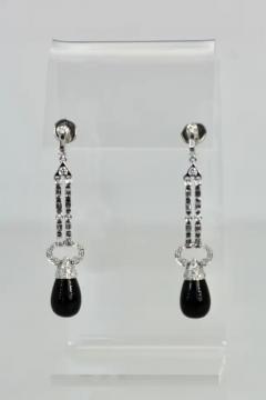 Onyx Diamond Long Earrings 18K - 3451375