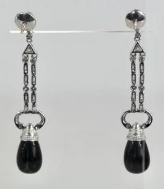 Onyx Diamond Long Earrings 18K - 3451378