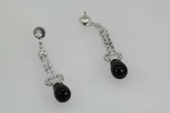 Onyx Diamond Long Earrings 18K - 3451384