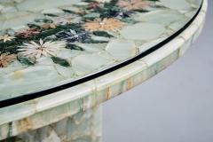 Onyx Table with Floral Stone Mosaic - 4391388