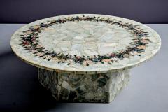 Onyx Table with Floral Stone Mosaic - 4391391