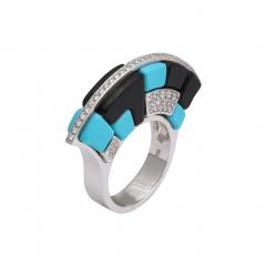 Onyx Turquoise Diamond Ring - 726044