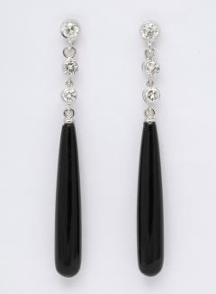 Onyx and Diamond Pendant Earrings - 4009324