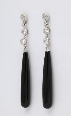 Onyx and Diamond Pendant Earrings - 4009325