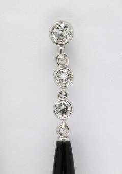 Onyx and Diamond Pendant Earrings - 4009326