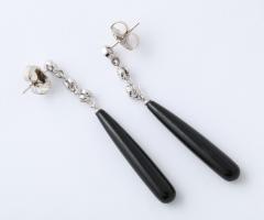 Onyx and Diamond Pendant Earrings - 4009327