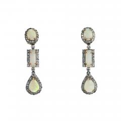 Opal Diamond 18K Drop Earrings - 3572105