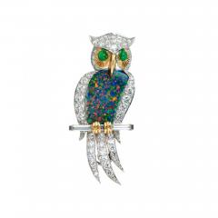 Opal Diamond Owl Pin - 198918