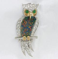 Opal Diamond Owl Pin - 198923
