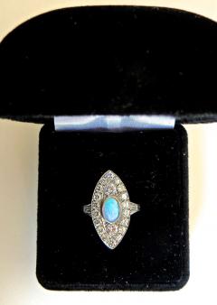 Opal and Diamond Art Deco Ring Circa 1930s - 82986