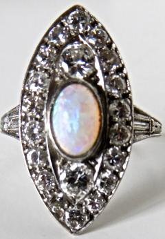 Opal and Diamond Art Deco Ring Circa 1930s - 82987