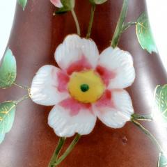 Opaline Cased Hand Painted Art Glass Vase - 143636