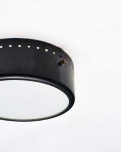 Opaline Glass Steel and Brass Flushmount Italy c 1960 - 4575570