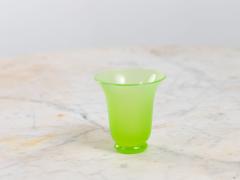 Opaline Lime Green Glass Vase and Dish France 1920s - 4153162