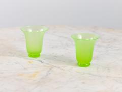 Opaline Lime Green Glass Vase and Dish France 1920s - 4153166