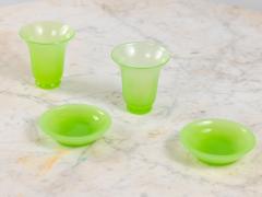 Opaline Lime Green Glass Vase and Dish France 1920s - 4153172