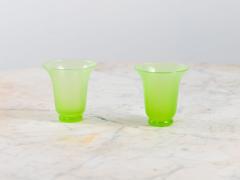 Opaline Lime Green Glass Vase and Dish France 1920s - 4153179