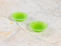 Opaline Lime Green Glass Vase and Dish France 1920s - 4153184