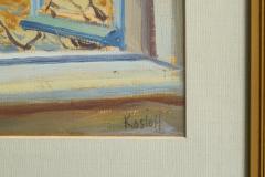 Open Window with Flowers Painting Belgium Early 20th Century - 4395875