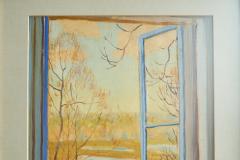 Open Window with Flowers Painting Belgium Early 20th Century - 4395921