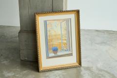 Open Window with Flowers Painting Belgium Early 20th Century - 4395930