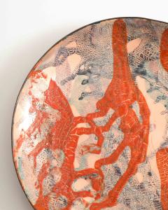 Orange and Black Enameled Copper Plate United States c 1960 - 4609483