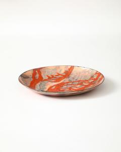 Orange and Black Enameled Copper Plate United States c 1960 - 4609486