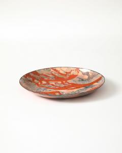 Orange and Black Enameled Copper Plate United States c 1960 - 4609488