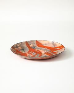 Orange and Black Enameled Copper Plate United States c 1960 - 4609490