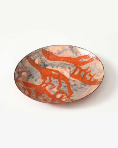 Orange and Black Enameled Copper Plate United States c 1960 - 4609491