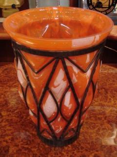 Orange and White Lorraine Vase - 1370511