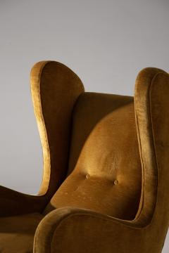 Orange yellow velvet armchair - 3860978