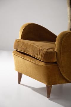 Orange yellow velvet armchair - 3860981