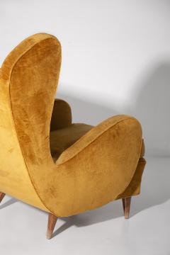 Orange yellow velvet armchair - 3860984