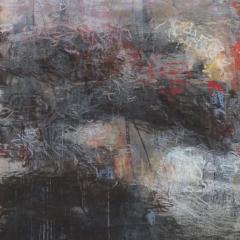 Orazio De Gennaro XI MMIX Large Abstract Painting with Blue Ochre and Red Pastel Colors - 3822717