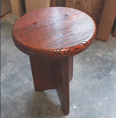 Oregon pine wavy stool - 1892525